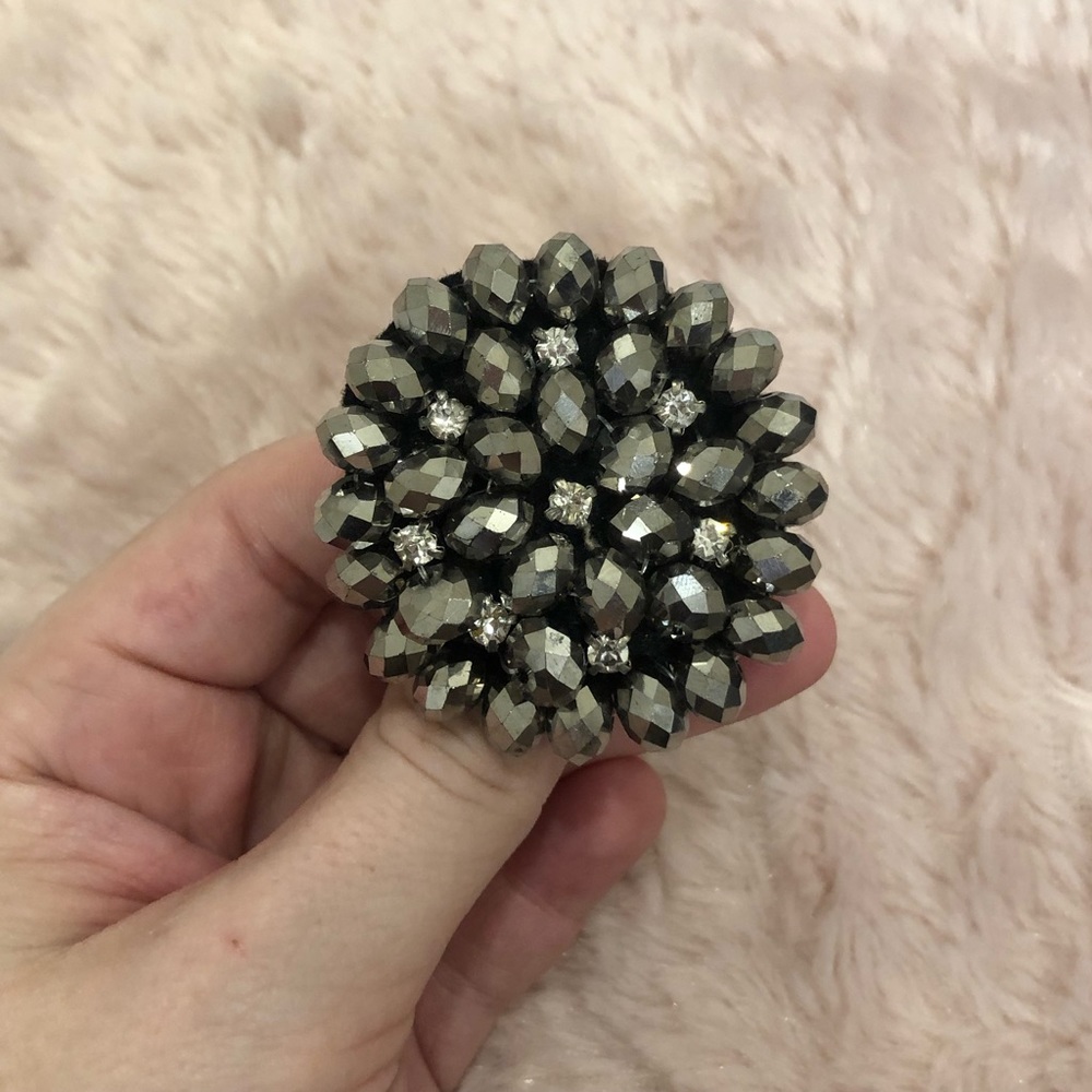 Black Beaded Brooch
